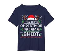 Esta es mi Camisa de Pijama de Navidad Divertida Familia a Juego Navidad Camiseta, Mujer Tallas Grandes, Azul Marino, 5XL Grande