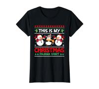 Esta es mi Camisa de Pijama de Navidad, Lindos muñecos de Nieve y pingüino Camiseta gráfica económica, Mujer, Negro, M