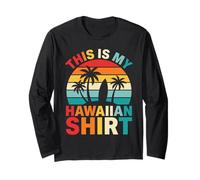 Esta es mi Camisa Hawaiana Retro Sunset Surfboard Beach Vibes Manga Larga