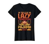 Esta es mi Perezosa Camiseta de Pijama de Acción de Gracias Divertida para el día del Pavo Camiseta gráfica económica, Mujer, Negro, S