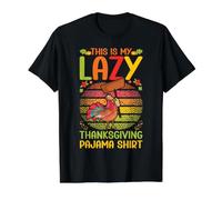 Esta es mi Perezosa Camiseta de Pijama de Acción de Gracias Divertida para el día del Pavo Camiseta gráfica económica, Hombre, Negro, L