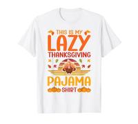 Esta es mi Perezosa Camiseta de Pijama de Acción de Gracias Divertida para el día del Pavo Camiseta gráfica económica, Hombre, Blanco, M