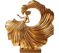 Esta Exquisita Escultura de Bailarina Dorada es Adecuada para Salas de Estar, entradas, oficinas y decoración del hogar.(A)