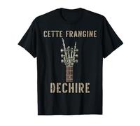 Esta Frangine Dechire Squelette Gothique Rocker Guitarra Camiseta