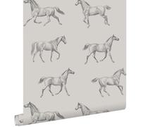 Esta Home papel pintado dibujo a pluma de caballos cerval 53 cm x 10.05 m