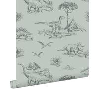 Esta Home papel pintado dinosaurios verde mar 53 cm x 10.05 m