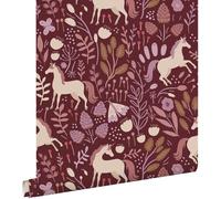 Esta Home papel pintado unicornios morado oscuro 50 x 900 cm