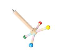 Esta jaula de madera natural para pájaros se puede equipar con una percha giratoria que es resistente a las mordidas y se puede utilizar como un juguete interactivo de pie masticable para pájaros