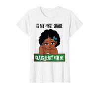Está Listo para mí de Primer Grado para niñas de Primer Grado de Regreso a la Escuela Camiseta gráfica económica, Mujer, Blanco, XS