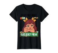 Está Listo para mí de Primer Grado para niñas de Primer Grado de Regreso a la Escuela Camiseta gráfica económica, Mujer, Negro, XS