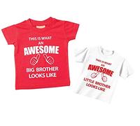 Esta Lo Que Un Impresionante hermana mayor Little Brother Tshirt Set rojo blanco para bebé disponible en tamaños 0 - 6 meses a 14 - 15 años New Baby Brother regalo rojo rosso Talla:Little 0-6 Months Big 3-4 Years