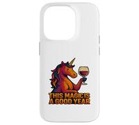 Esta Magia es un Buen año Unicornio Bebiendo Vino Carcasa para iPhone 14 Pro
