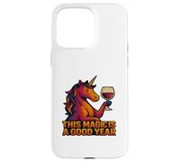 Esta Magia es un Buen año Unicornio Bebiendo Vino Carcasa para iPhone 15 Pro MAX