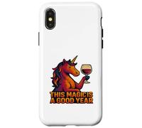 Esta Magia es un Buen año Unicornio Bebiendo Vino Carcasa para iPhone X/XS