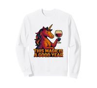 Esta Magia es un Buen año Unicornio Bebiendo Vino Sudadera