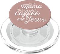 Esta mamá se Ejecuta en el café y Jesús - Cita Cristiana Linda PopSockets PopGrip para MagSafe
