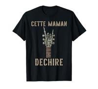 Esta Maman Dechire Squelette Gothique Rocker Guitarra Camiseta