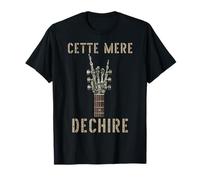 Esta Mere Dechire Squelette Gothique Rocker Guitarra Musical Camiseta