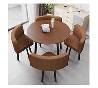 Esta Mesa de Centro para recepción, Sala de conferencias, Mesa de negociación, Mesa de Comedor y sillas, Conjunto de Mesa y sillas para el hogar, jardín y balcón de 90 cm (Color: Marrón)