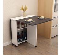 Esta Mesa de Comedor Plegable de Seis Ruedas Cuenta con un Tablero Plegable retráctil, Dos estantes de Almacenamiento para Ahorrar Espacio y es Multifuncional, Ideal para Trabajar, estudiar