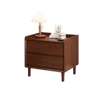 Esta mesilla de Noche con Dos cajones Forrados de Tela está Fabricada en Madera Maciza con Tiradores Ocultos. Ideal para Salones, dormitorios y Estudios. Estilo Moderno. (Profundidad: 42 cm