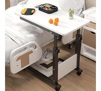 Esta mesita de noche es ajustable en altura, plegable y tiene ruedas. También se puede utilizar como bandeja para portátil. Adecuado para camas y sofás, su diseño portátil hace que sea cómoda y