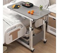 Esta mesita de noche es ajustable en altura, plegable y tiene ruedas. También se puede utilizar como bandeja para portátil. Adecuado para camas y sofás, su diseño portátil hace que sea cómoda y