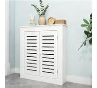 Esta Moderna Cubierta Blanca para radiador y Estante Independiente de Madera con 2 Puertas para Armario de baño (80 cm de Largo x 90 cm de Alto x 15 cm de Profundidad) Cuenta con un protecto