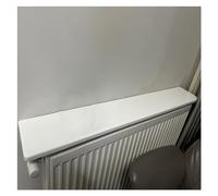 Esta Moderna Cubierta de radiador de Madera Blanca de 155 cm de Largo, diseño Rectangular, es Ideal para el hogar, la Sala de Estar y la Cocina. Soporte para Plantas, fácil de Instalar. Vari