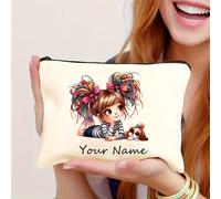 Esta neceser de maquillaje de estilo una chica y su perro se puede personalizar con un bordado, lo que la . Tiene una gran capacidad para guardar tus productos de cuidado de la piel para viajes.
