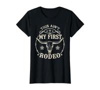 Esta no es mi Primera Calavera de Vaquero Vaquero Vintage de Rodeo Camiseta gráfica económica, Mujer, Negro, L