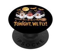 Esta Noche volamos Divertidos Pollos brujos, Spooky Farm, Halloween PopSockets PopGrip Adhesivo