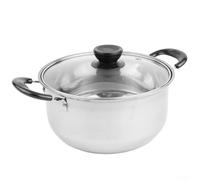 Esta pieza de utensilios de cocina es una olla de sopa de acero inoxidable completa con una cubierta de vidrio funcional (dos asas)