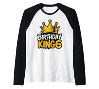 Esta prenda de King is 6 años con temática de cumpleaños de King para fiestas familiares Camiseta Manga Raglan