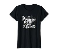 Esta Princesa no Necesita Salvar Camiseta gráfica económica, Mujer, Negro, M