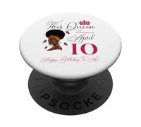 Esta Reina nació el 10 de Abril Afro Girl Natural Hair PopSockets PopGrip Adhesivo