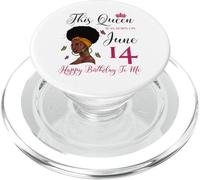 Esta Reina nació el 14 de Junio Cumpleaños de una niña Afro Negra PopSockets PopGrip para MagSafe