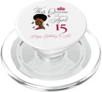 Esta Reina nació el 15 de Abril Afro Girl Natural Hair PopSockets PopGrip para MagSafe