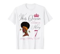 Esta Reina nació el 7 de Mayo Cumpleaños de una niña Afro Negra Camiseta