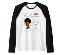 Esta Reina nació el 7 de Mayo Cumpleaños de una niña Afro Negra Camiseta Manga Raglan
