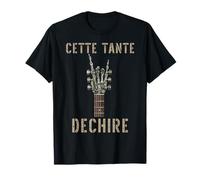 Esta Tante Dechire Squelette Gothique Rocker Guitarra Camiseta