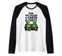 Esta Temporada de la Tierra es Crazy Aliens Popcorn Meme Camiseta Manga Raglan