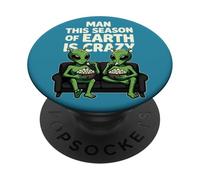 Esta Temporada de la Tierra es Crazy Aliens Popcorn Meme PopSockets PopGrip Adhesivo