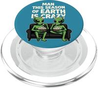 Esta Temporada de la Tierra es Crazy Aliens Popcorn Meme PopSockets PopGrip para MagSafe