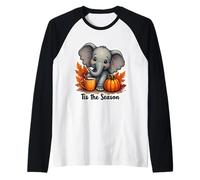 Esta Temporada Elefante Otoño Otoño Calabaza Hojas Camiseta Manga Raglan
