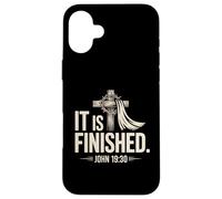 Está terminado Juan 19:30 Christian Cross Faith Design Carcasa para iPhone 16 Plus