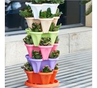 Esta Torre apilable de jardín Vertical con 6 Niveles para Fresas y Hierbas es Ideal para Uso Interior/Exterior, ya Que es un contenedor de plástico para Flores y Plantas, Decor