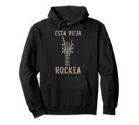 Esta Vieja Rockea Mano de Esqueleto Music Rock Guitar Sudadera con Capucha