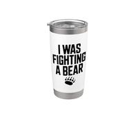 Estaba luchando contra un oso divertido amante de los animales de aventura Vaso térmico de acero inoxidable de doble pared