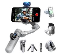 Estabilizador de cardán para seguimiento de inteligencia artificial de smartphone (sin aplicación), cardán de 3 ejes con pantalla OLED/luz integrada, estabilizador para iPhone y Android, versión IA